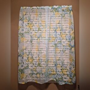 VINTAGE Sheer Curtains with Blue and Green Floral Design
